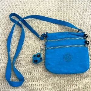 Kipling Teal Blue Crossbody Bag with Monkey Keychain